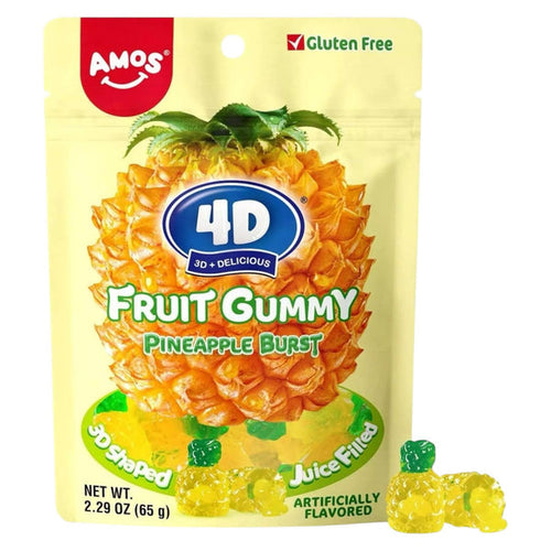Amos 4D Fruit Gummy Pineapple Burst Peg Bag 65g