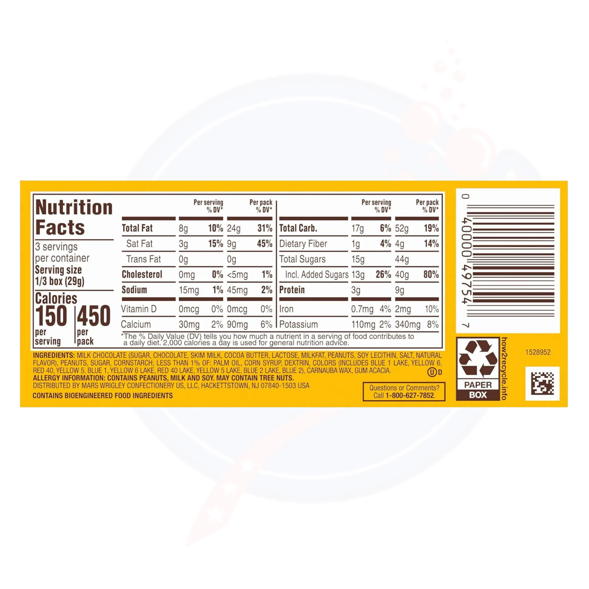 M&M'S Peanut Chocolate Candy Theatre Box 3.1 oz/87.9g