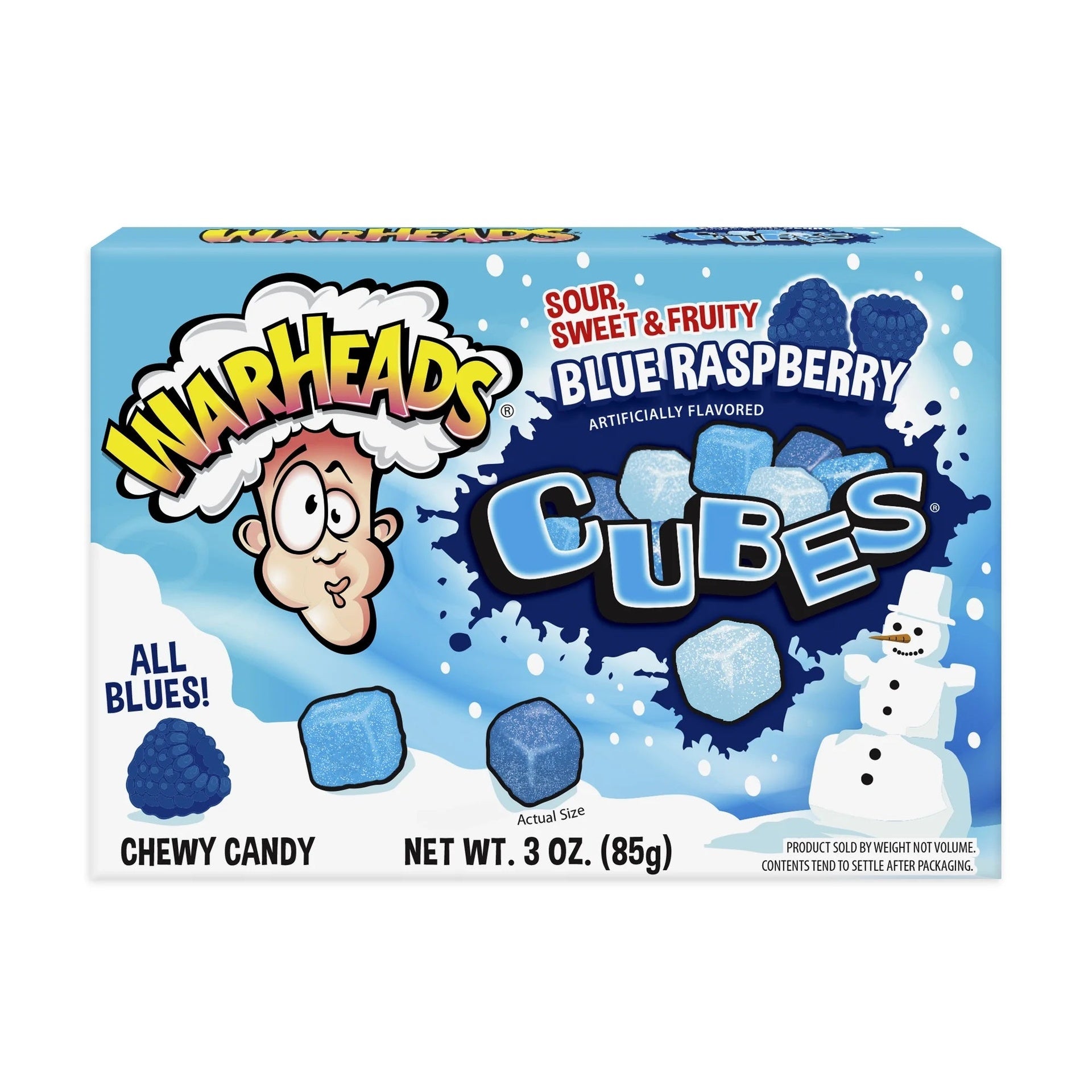Warheads Blue Raspberry Cubes Theatre Box 3oz/85g