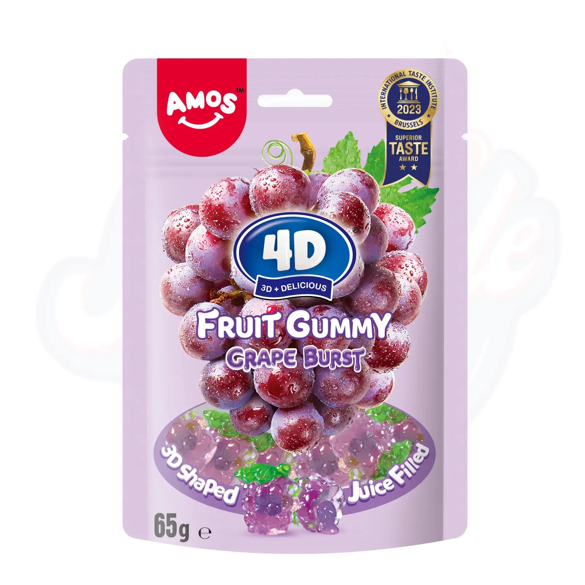 Amos 4D Fruit Gummy Grape Burst Peg Bag 65g