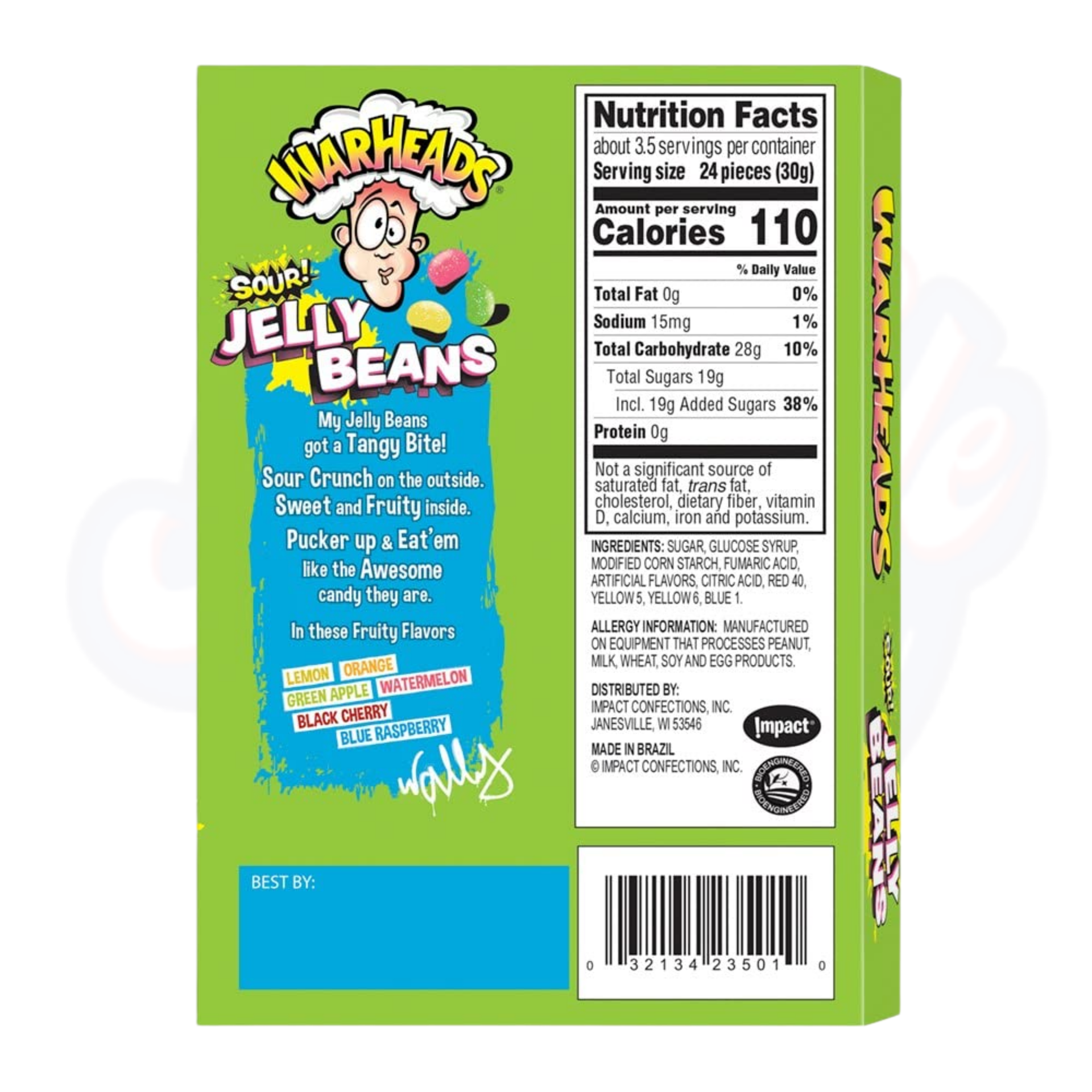 Warheads Sour Jelly Beans Theatre Box 4oz/113g