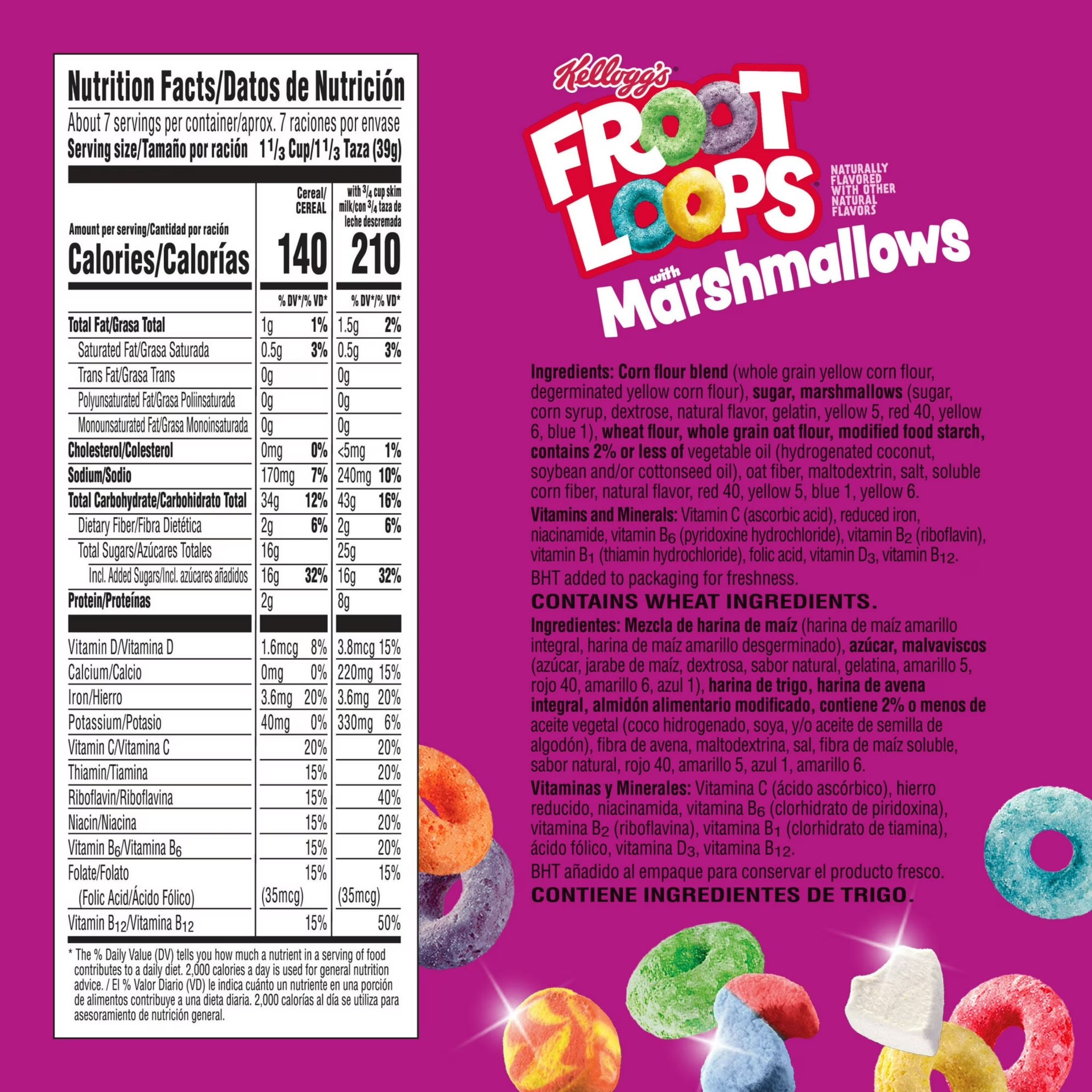 Kellogg's Froot Loops with Marshmallows 9.3oz/263g