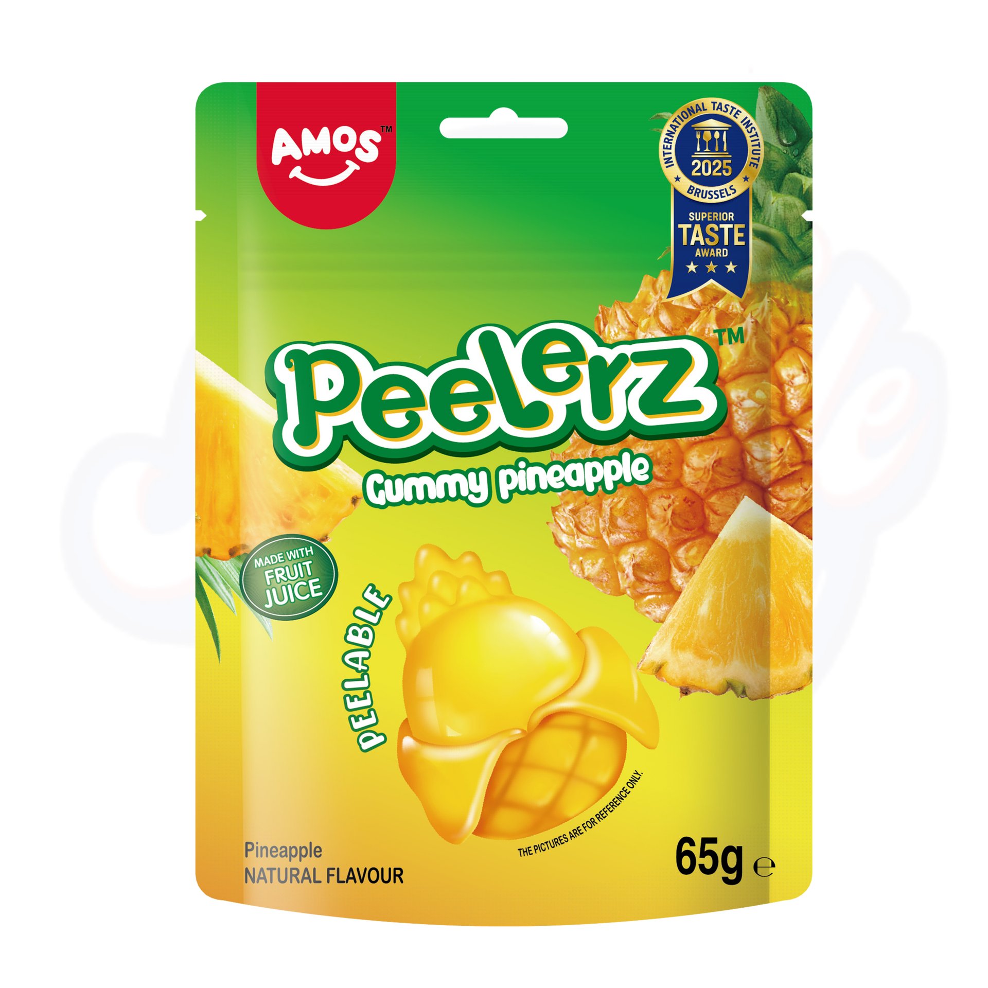 Amos Peelerz Gummy Pineapple Peg Bag 65g - Pack of 3