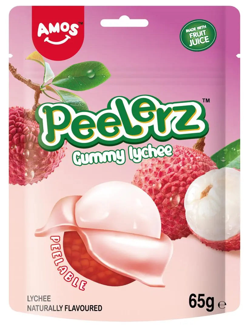 Amos Peelerz Gummy Lychee Peg Bag 65g