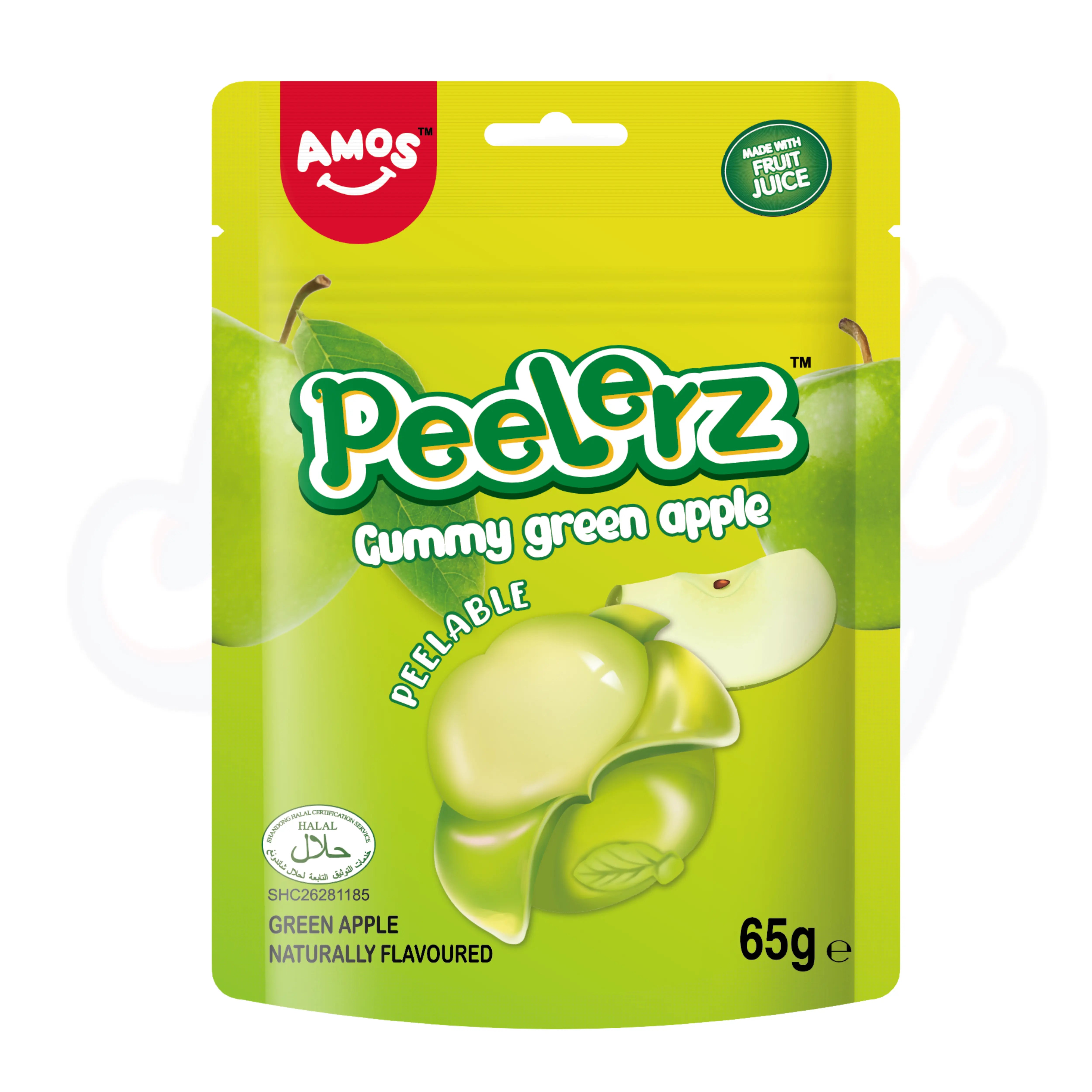 (Halal) Amos Peelerz Gummy Green Apple Peg Bag 65g Pack of 3