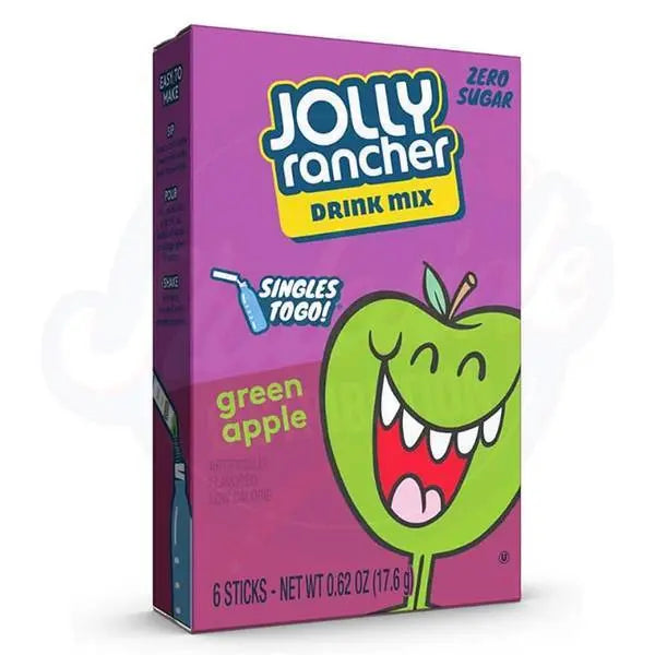 Jolly Rancher Green Apple Mix Singles To Go Powder 0.62oz/17.6g - Pack of 6