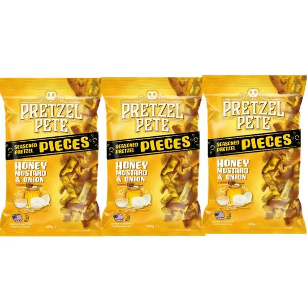Pretzel Pete Honey Mustard & Onion Pretzel Pieces 160g  Pack of 3