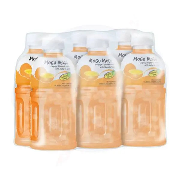 Mogu Mogu Nata De Coco Drink Orange Flavour 10.8fl oz/320ml-Pack of 6
