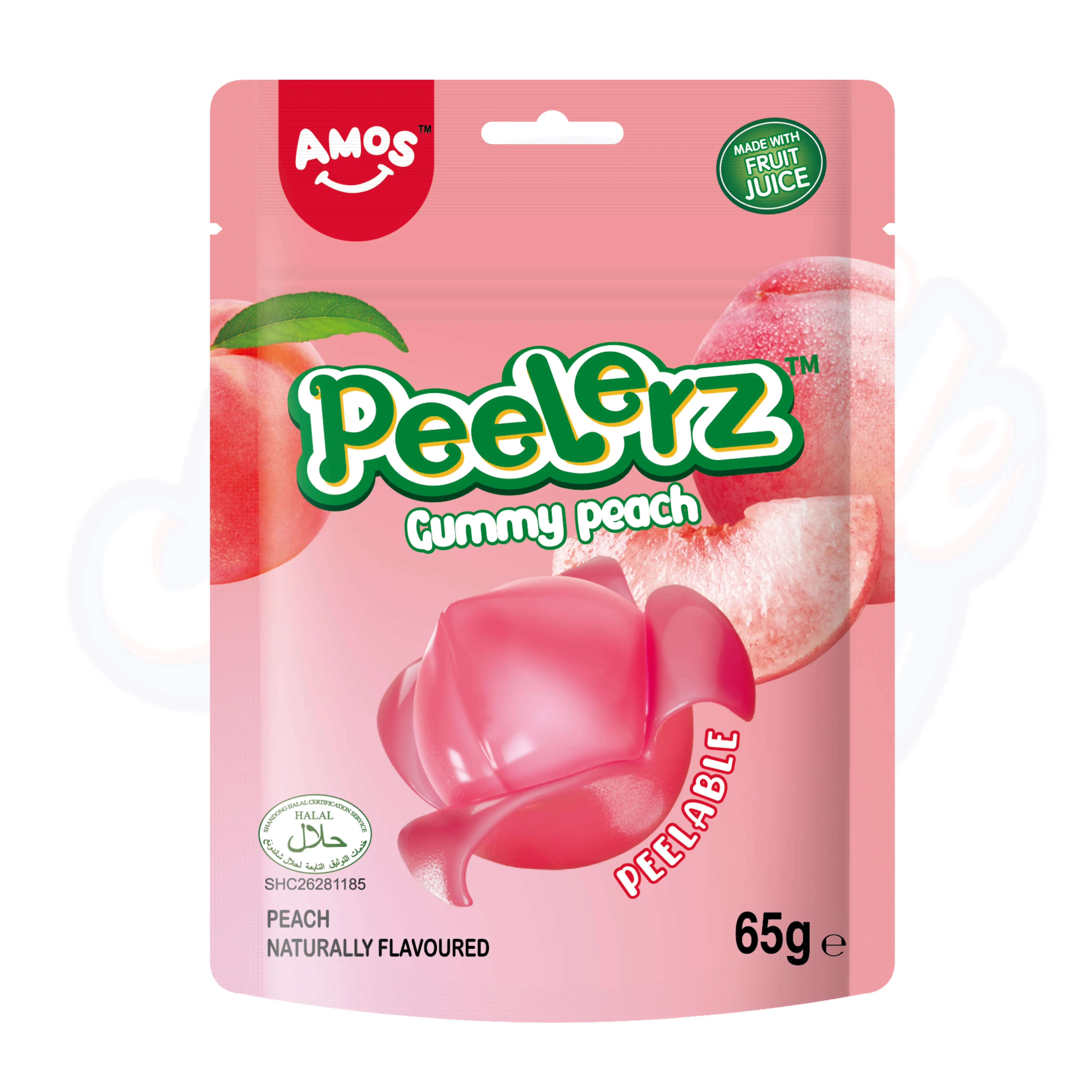 (Halal) Amos Peelerz Gummy Peach Peg Bag 65g