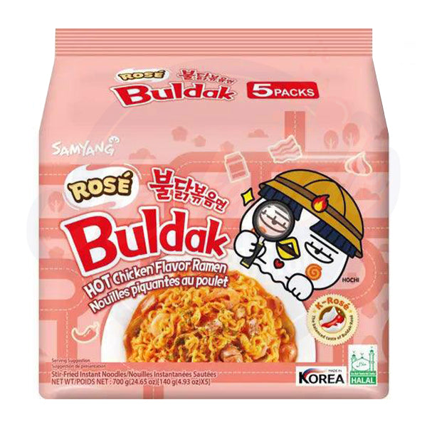 Samyang Buldak Rosé Hot Chicken Ramen 4.93oz/140g - Pack of 5 x 1
