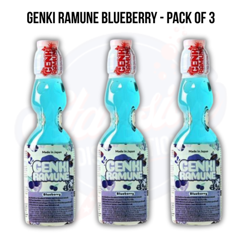 Genki Ramune Blueberry 6.7fl oz/200ml  Pack of 3