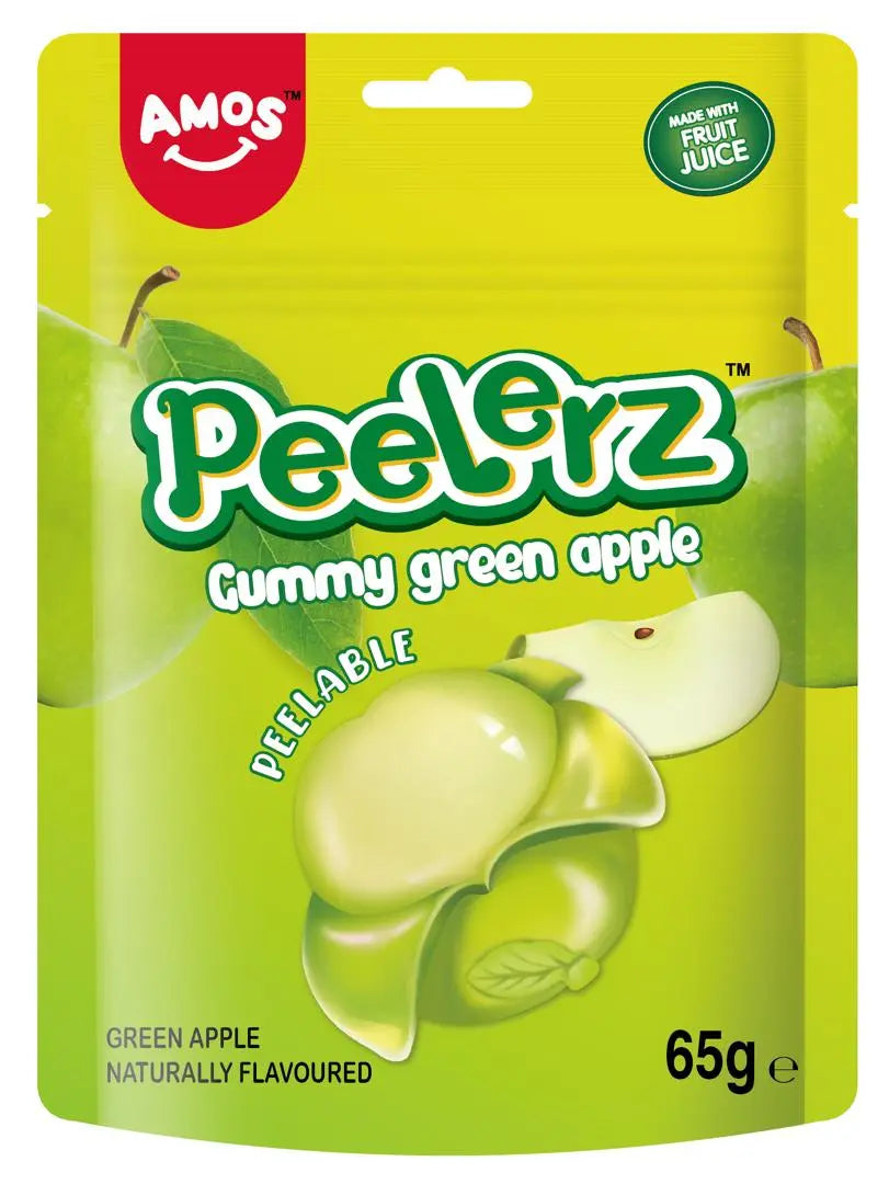 Amos Peelerz Gummy Green Apple Peg Bag 65g
