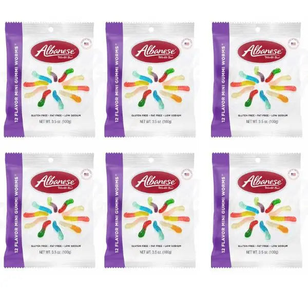 Albanese 12 Flavour Gummi Worms 100g Pack of 6