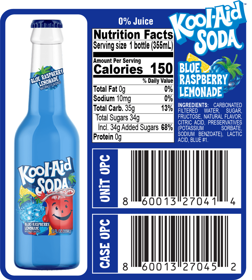 Kool Aid Blue Raspberry Lemonade Soda 355ml