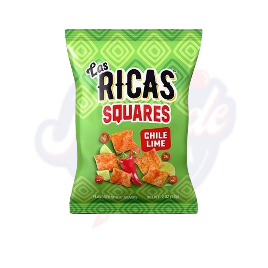 Las Ricas Chile Lime Squares Authentic Hispanic Puffed Snacks 2oz/56g