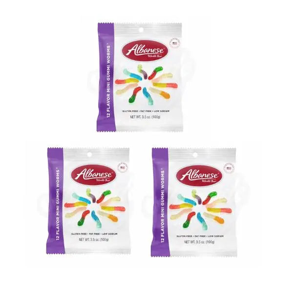 Albanese 12 Flavour Gummi Worms 100g Pack of 3