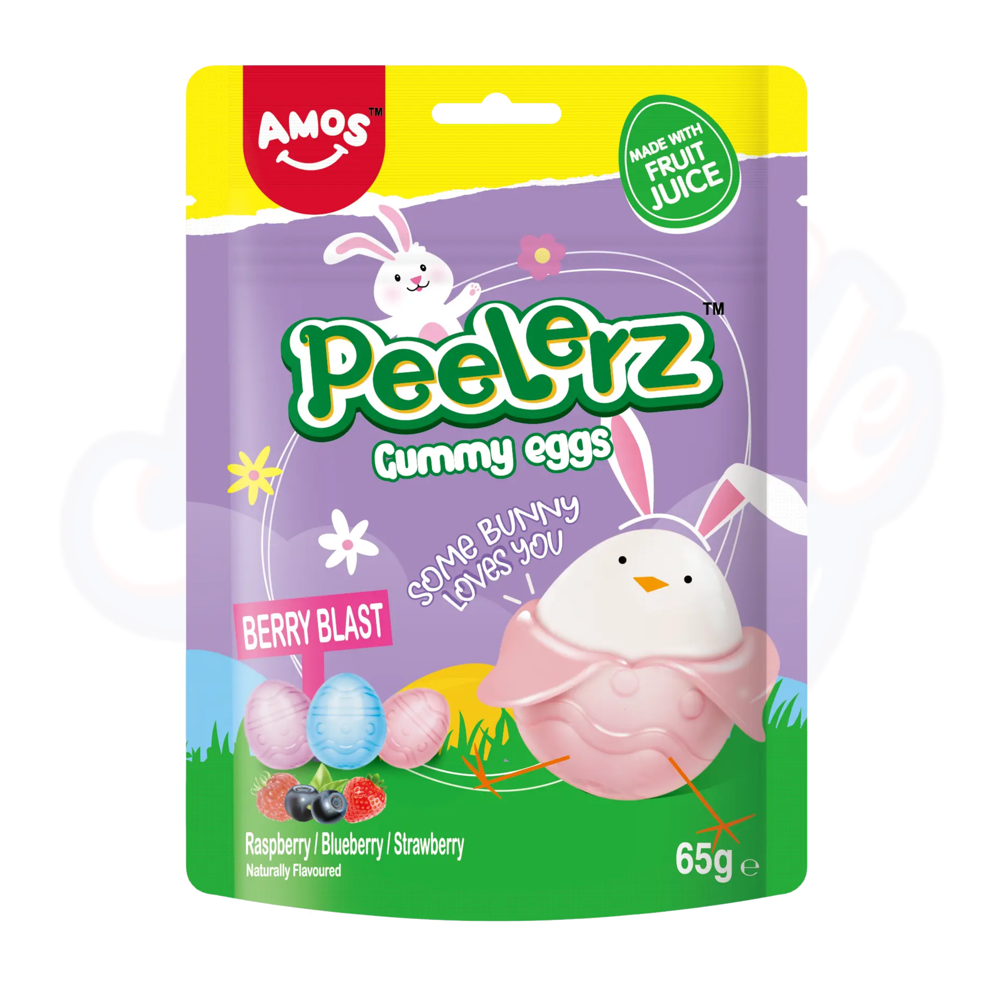 Amos Peelerz Gummy Eggs Peg Bag 65g