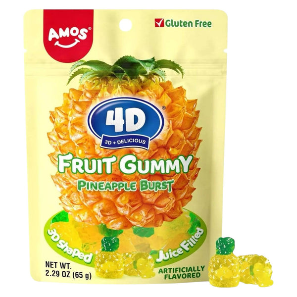 Amos 4D Fruit Gummy Pineapple Burst Peg Bag 65g