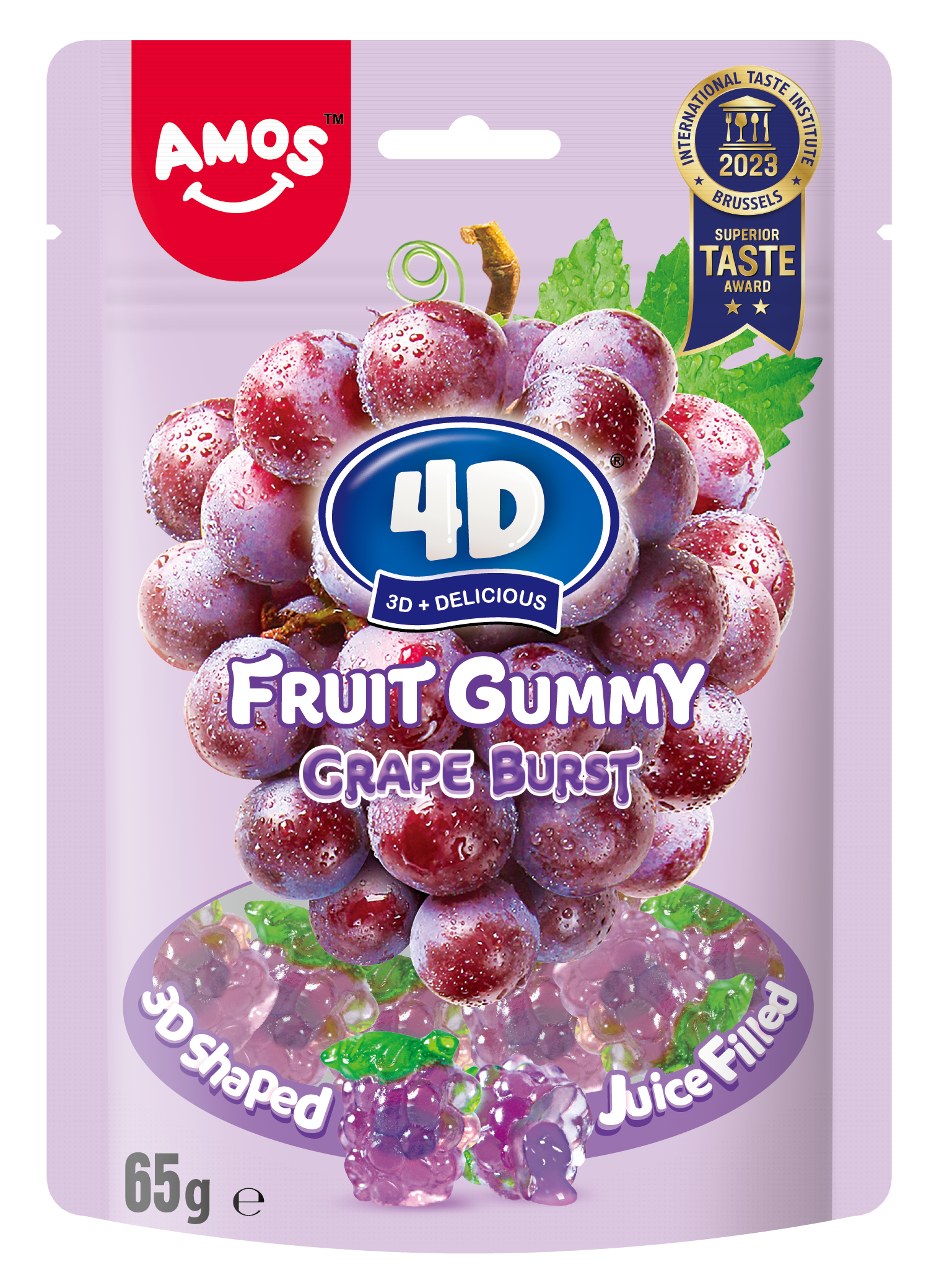 Amos 4D Fruit Gummy 65g Peg Bag 4 Flavour Bundle