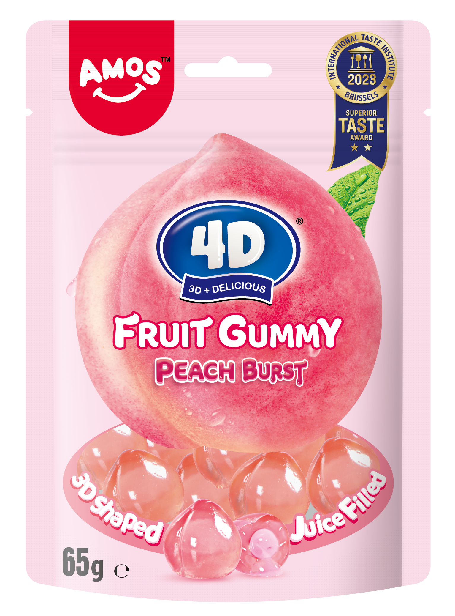 Amos 4D Fruit Gummy 65g Peg Bag 4 Flavour Bundle