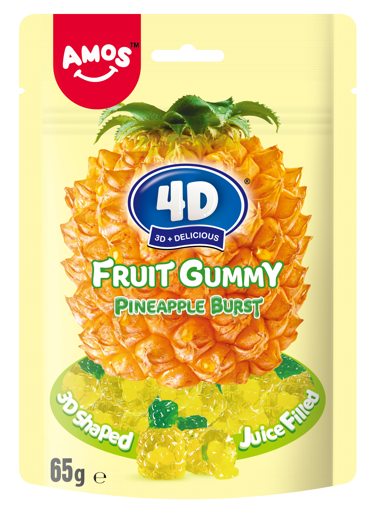 Amos 4D Fruit Gummy 65g Peg Bag 4 Flavour Bundle