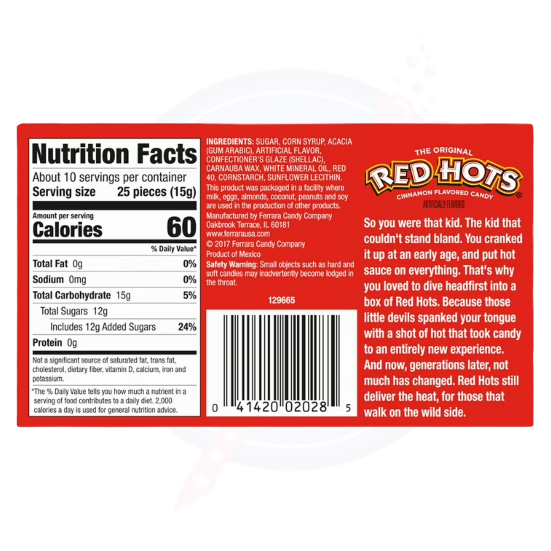 Red Hots Original Cinnamon Candy Theatre Box 5.5oz/156g