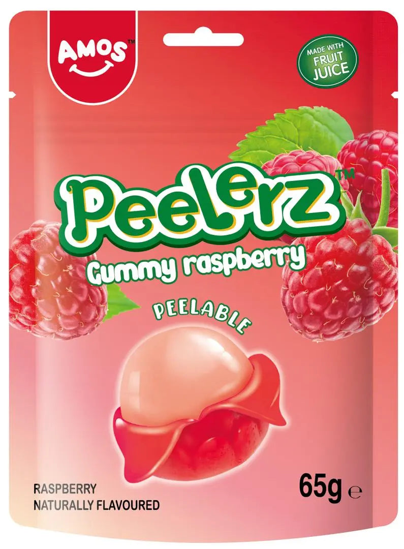 Amos Peelerz Gummy Raspberry Peg Bag 65g