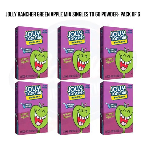 Jolly Rancher Green Apple Mix Singles To Go Powder 0.62oz/17.6g - Pack of 6