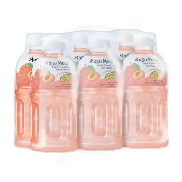Mogu Mogu Nata De Coco Drink Peach Flavour 10.8fl oz/320ml-Pack of 6