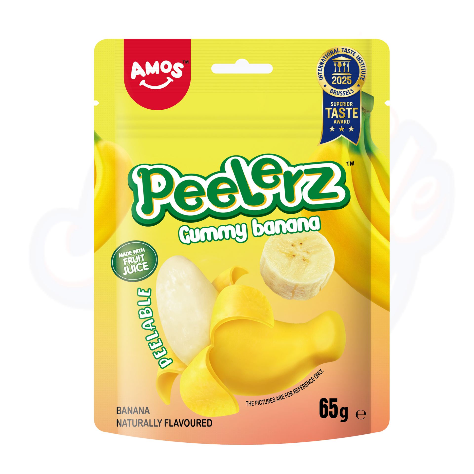 Amos Peelerz Gummy Banana Peg Bag 65g - Pack of 3
