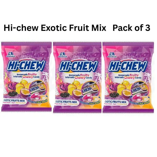 Hi-Chew Chewy Exotic Fruits Mix 3.53oz/100g Pack of 3
