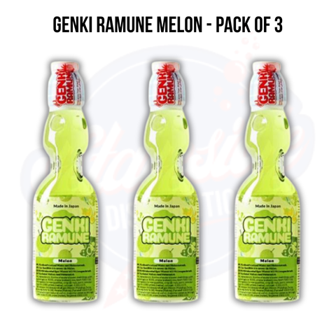 Genki Ramune Melon 6.7fl oz/200ml- Pack of 3