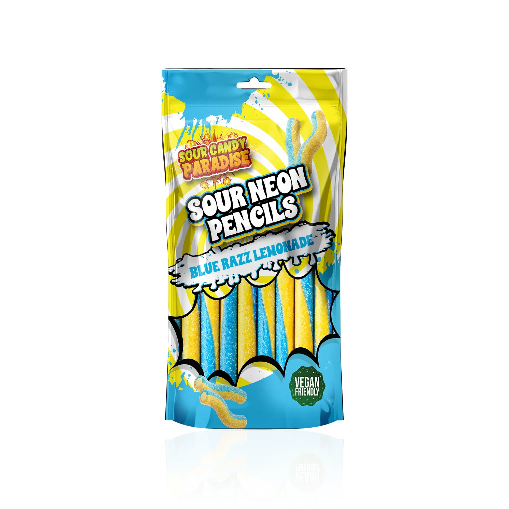 Sour Candy Paradise Sour Neon Pencils Blue Razz Lemonade 130g