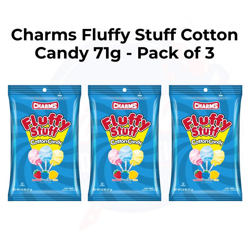 Charms Fluffy Stuff Cotton Candy 2.5oz/71g - Pack of 3