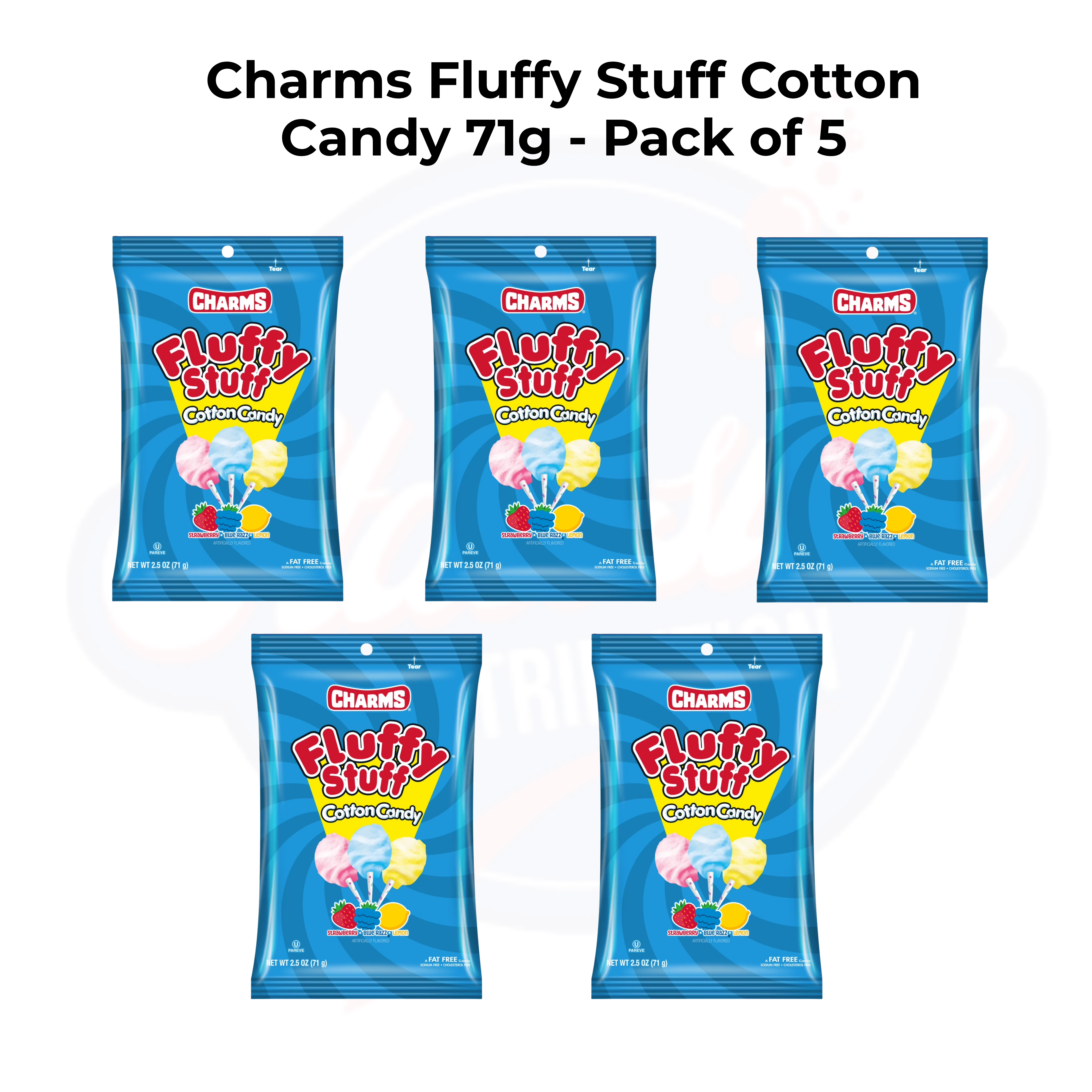 Charms Fluffy Stuff Cotton Candy 2.5oz/71g - Pack of 5